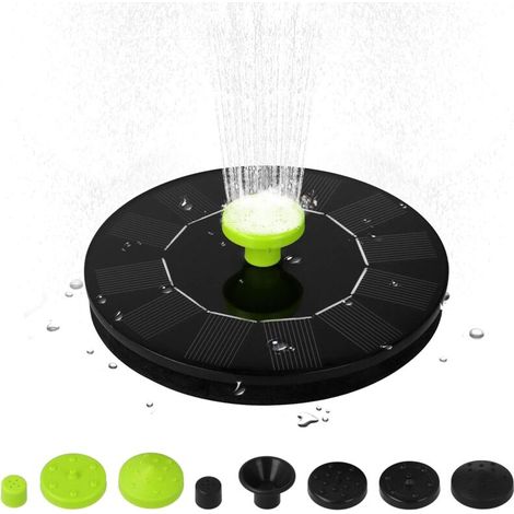 Crezuo 6V 1W Solar-Gartenbrunnenpumpe mit 5 Düsen, freistehende, bürstenlose Wasserpumpe für Schwimmbad, Teich, Garten und Terrasse