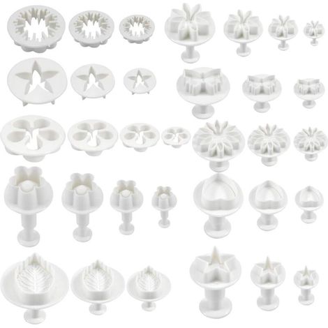 33PCS Emporte Piece Pate a Sucre, Ustensiles pour Décoration de Gâteau, Coeur Fleur Feuille Papillon étoile Forme Marguerite Ensemble d'Outils de Moule de Décoration Bricolage (1/4)