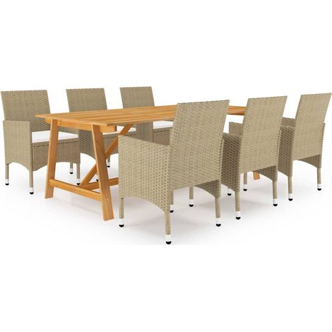 7 PC set para beige de jardín (1/5)