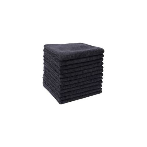 Schwarze Feinfasertücher, Haushaltsreinigungstücher, Küchentücher aus Baumwoll-Polyester-Mischgewebe, Scheuerschwamm, 30 x 30 cm, 12 Stück Crezuo (1/4)