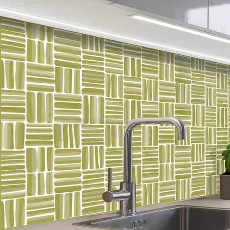 REVETEMENT MURAL DE CUISINE, CRÉDENCE DE CUISINE Tresse - Motif - Vert 80x60 cm (1/5)