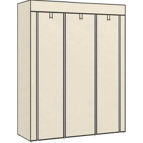 Armario de tela plegable con 2 barras y 8 estantes, crema, 103 x 43 x 162,5 cm (1/5)