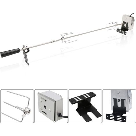 brochettes de barbecue 117cm avec 2 broches à viande et moteur en acier inoxydable 220V tournebroche rôtissoire électrique (1/5)