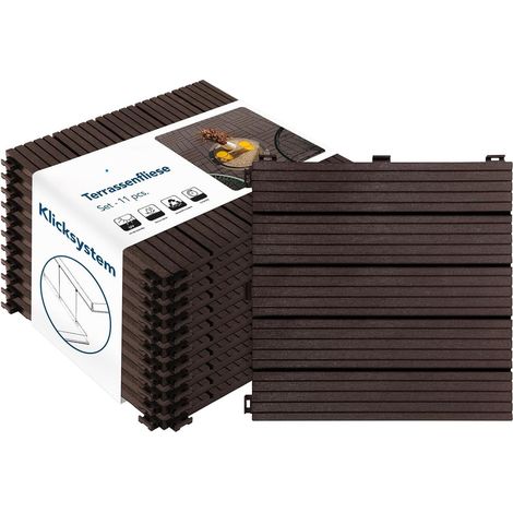 Dalles de Terrasse Lot de 11 pièces, Claire, Marron 30 x 30 cm - 1 m² (1/5)