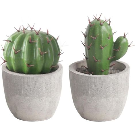 Faux Cactus Mini Plante Artificielle 2 Pièces pour Bureau Salon Décoration Naturelle sans Entretien 2.4X2.4X2.4 Pouces Compacte Simulation Bonsaï (1/5)