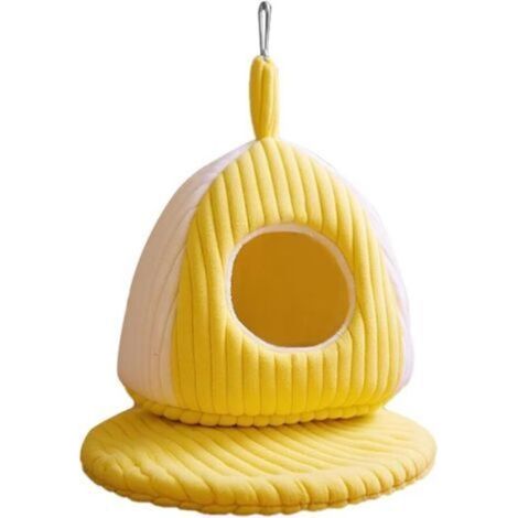 Nido de pájaro cálido para invierno, hamaca colgante gruesa para loros, cómoda cama planeadora de algodón, cojín extraíble incorporado para que duerma tu mascota (S) (1/4)