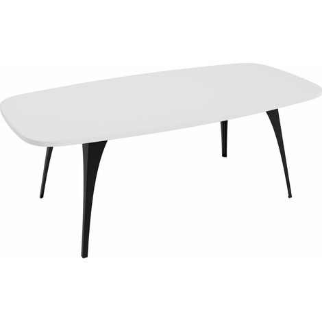 Mesa de centro Oswego 125, Blanco, 45x60x120cm, Diámetro: 0, Aglomerado laminado, Angular (1/3)