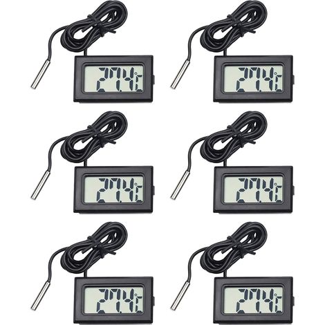 6 Pièces thermometre frigidaire, thermomètre aquarium avec sondeMini Thermomètre Numérique LCD Température pour Réfrigérateur et Congélateur, Étanche, Affichage LCD Clair, Fonction Mémoire Min/Max (1/5)
