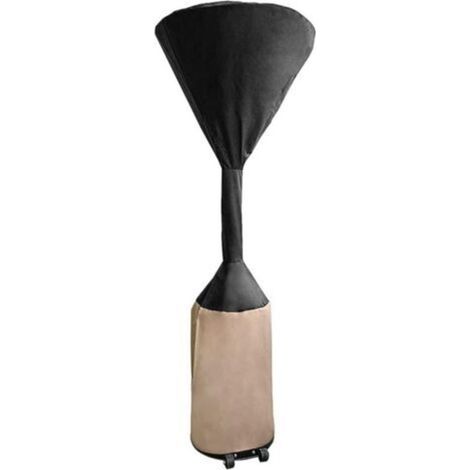 Housse pour chauffage de terrasse 241 cm x 86 cm x 48 cm, résistante et imperméable, pour chauffages de terrasse ronds et carrés, noir/camel