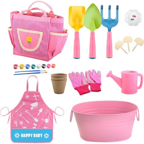 Ensemble d'outils de Jardinage pour, kit de Jardin pour Tout-Petits,Ensemble de 19 pièces de Outils de Jardin pour - Outils à Main, Ensemble d'outils de pelouse, Outils de (1/5)