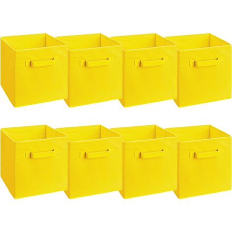 AINPECCA 8PCS Foldable Storage Boxes Square Collapsible Box Fabric Cubes Canvas Storage (8PCS, YELLOW) (1/5)