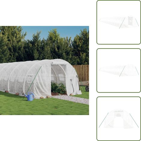 Invernadero 72 m² - vidaXL Invernadero con estructura de acero blanco 72 m² 24x3x2 m - Invernadero para plantas