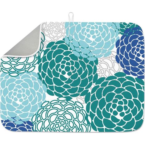 Tapis de séchage à vaisselle pour comptoir de cuisine, 45,7 x 61 cm, motif fleurs abstraites, absorbant, antidérapant, séchage rapide, résistant à la chaleur, pour robinet de table, café, bar (1/5)