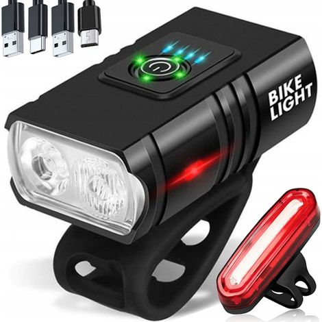 Faro LED per bicicletta 1000lm 1500mAh per illuminazione anteriore e posteriore in alluminio.