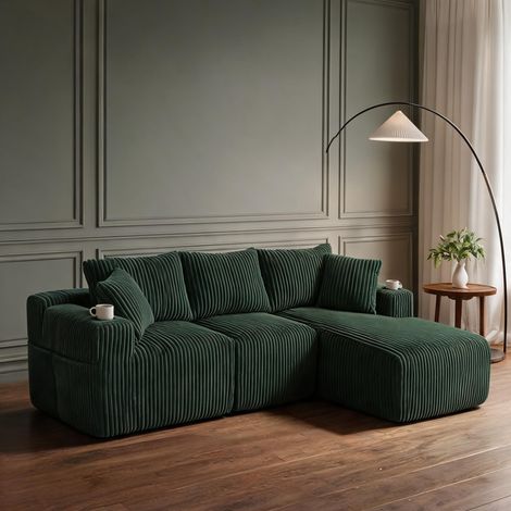 Canapé modulable d'angle avec chaiselongue et 2 places emerald (1/5)