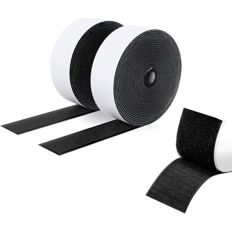 BUNTHAUS Ruban adhésif double face à crochets et à boucles, 30MM x 3M Ruban adhésif autocollant, bandes robustes, ruban à emboîtement pour cadres de photos, moustiquaires, tapis, bricolage Noir (1/5)