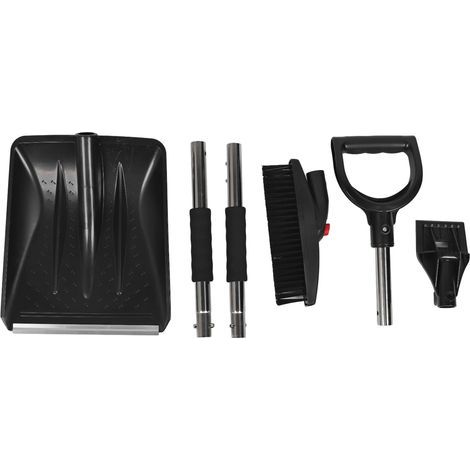 Extendable, removable, rotating, 3-in-1 car snow shovel, stainless steel, for outdoor emergencies, silver and white (1/5)