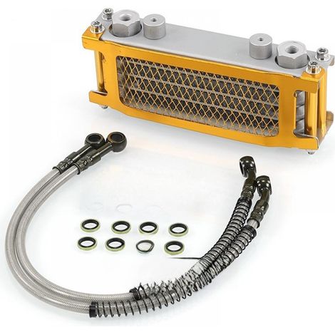 1 radiateur d'huile pour moto tout-terrain, aluminium, refroidissement moteur, 50 à 140 cm3, compatible machines de cintrage (1/5)