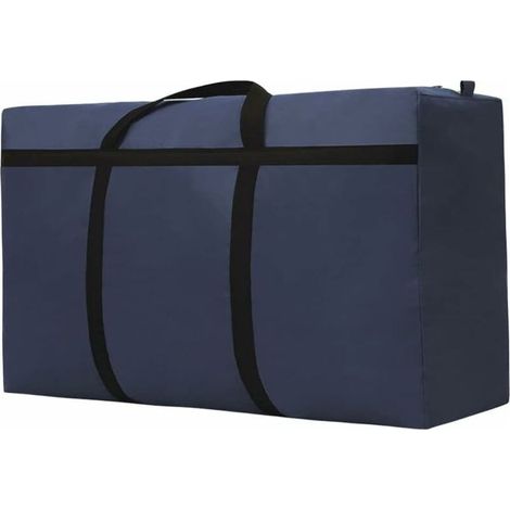 Grand sac de rangement de 180 L, tissu Oxford, imperméable, lavable, convient pour les bagages de voyage (100 x 60 - 30 cm, bleu foncé) (1/5)