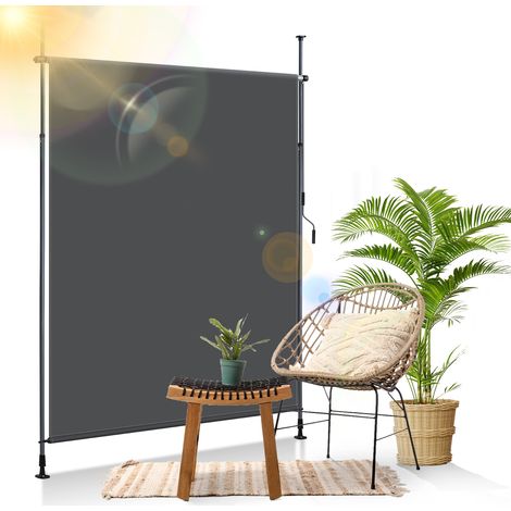 Jiubiaz Senkrechtmarkise Außenrollo 200 x 270 cm Balkonrollo mit Handkurbel Sichtschutz Vertikalmarkise ohne Bohren Sonnenschutz Windschutz Markise Anthrazit