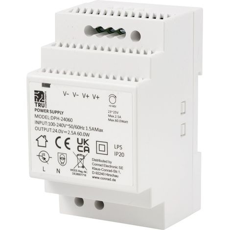 TRU COMPONENTS TC-10580820 Hutschienen-Netzteil (DIN-Rail) 24 V/DC 2.5 A 60 W Anzahl Ausgänge:1 x (1/5)