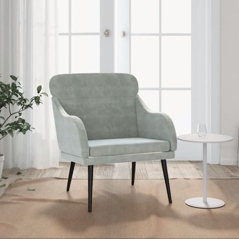 Fauteuil Relax - Fauteuil Salon Gris clair 63x76x80 cm Velours BV241211 - BonneVie (1/5)