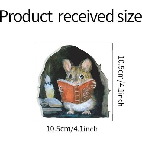 Autocollants muraux décoratifs représentant des souris mignonnes lisant à la lueur d'une bougie et un trou de souris. (1/5)