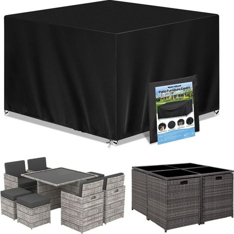 Gartenmöbelabdeckung, Tischdecke für den Außenbereich, wasserdichtes 420D Oxford-Gewebe, UV-beständig, winddicht, quadratisch, 140 x 140 x 90 cm (1/5)