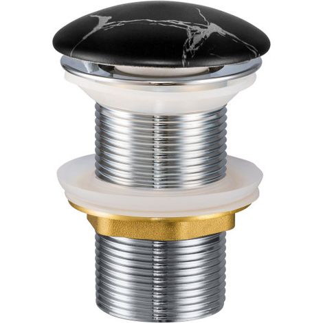 Bonde clic-clac Standard pour lavabo effet Marbre Noir - Noir mat céramique et métal - Livraison gratuite