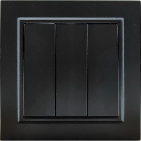 IluminaShop - Interruptor Empotrable Triple Negro Marco Incluido IP20 Serie wLine