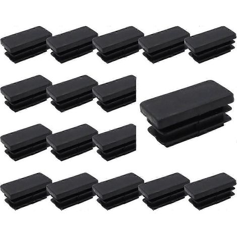 Lot de 20 : Embouts rectangulaires en plastique noir, bouchons 15 x 30 mm, patins antidérapants rectangulaires pour tubes. (1/5)