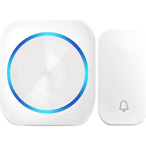 Sonnette sans fil étanche et autonome avec veilleuse, sans pile, portée de 150 m, prise européenne, maison connectée, 1 à 2 boutons, 1 à 2 récepteurs, blanche, taille 11.-AquaForge (1/5)