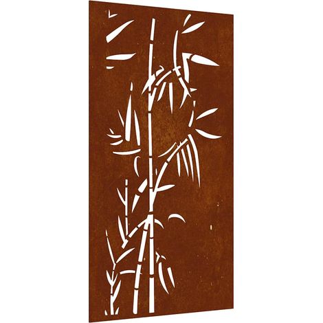 Décoration murale jardin 105x55 cm acier corten design bambou