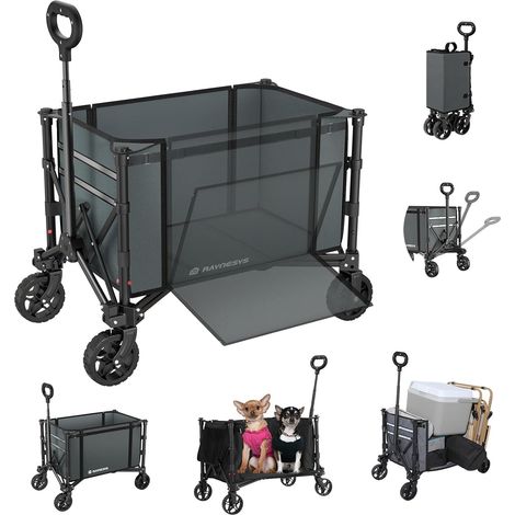 Chariot Pliable 3 en 1 Convertible en Banc, 120L pour l'Épicerie, Chariot Pliable 220lbs avec Roues, Utilitaire pour Plage, Sport, Camping, Jardin, Brouettes, Gris (1/5)