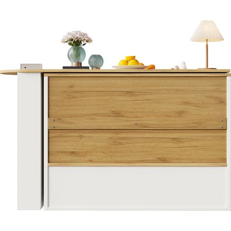 CHICFURN Aparador giratorio extensible 138-204x39x102,5 cm MDF blanco vidrio templado (1/5)