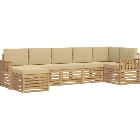 Outdoor-Sofagarnitur 6 stk. 6-Sitzer Weiß und Beige Polyester vidaXL (1/5)