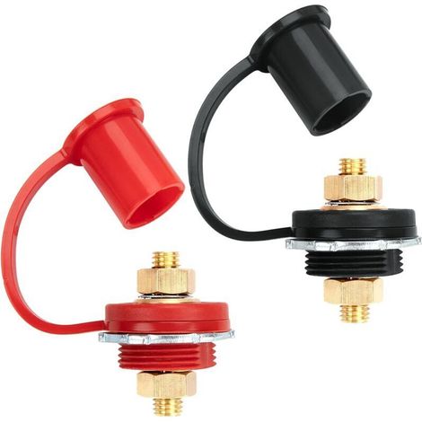 CSPARKV 2 Pièces Borne de Chargeur de Batterie M10 Cosse Batterie Voiture 250 A Connecteur Batterie à Double Borne Adaptateur à Distance pour Camion VR Bateau