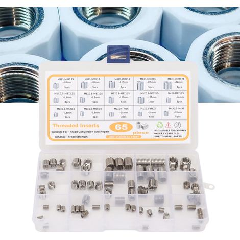 Kit d'inserts filetés 65 pièces M3-M8 pour la réparation et la protection des filetages (1/5)
