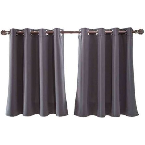 Rideaux occultants courts à œillets, longueur ajustable, 74 x 91 cm, isolation thermique, adaptés aux chambres, cuisines et salles de bains, faciles à installer et extrêmement confortables. (1/5)