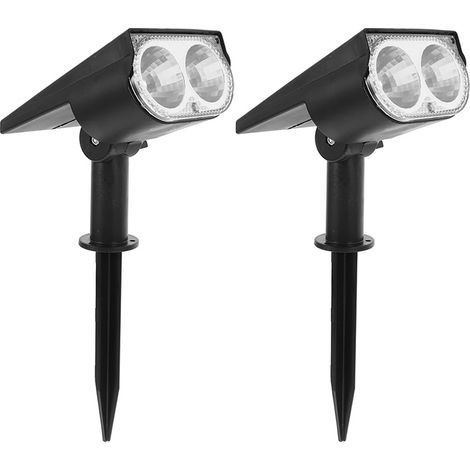 Lampe solaire d'extérieur, 285 mm, projecteur solaire d'extérieur, étanche IP65, éclairage LED, lampe solaire pour allée de jardin, lumière blanche, lot de 2 (1/5)