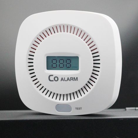 Kohlenmonoxidmelder, Kohlenmonoxidmelder mit Digitalanzeige und 85 dB akustischem Alarm, batteriebetrieben, geeignet gemäß EN50291 (1/5)