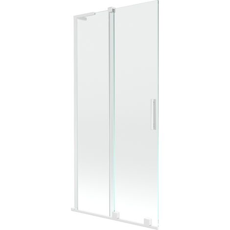 Mexen Velar L paravent de baignoire coulissant à 2 panneaux 95 x 150 cm, transparent, blanc - 896-095-003-01-20 (1/2)