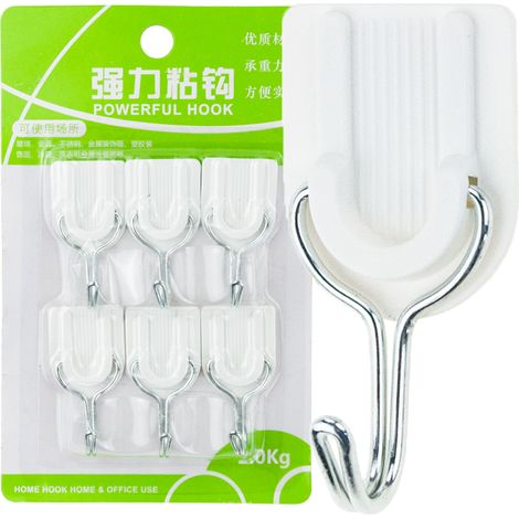 Ganchos TG77673, perchas autoadhesivas, universales, capacidad de carga de hasta 2 kg, 6 unidades/juego. (1/5)
