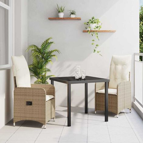 Ensemble de salle à manger pour jardin 3 pcs-Salon de jardin Beige polyrotin 273476 (1/5)