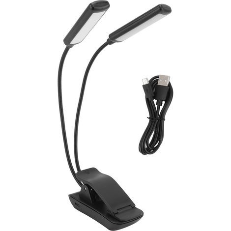 LED Reading Lamp, USB Rechargeable, Eye Protection, 360° Gooseneck, Dual Book Light, for Study and Camping (1/5)