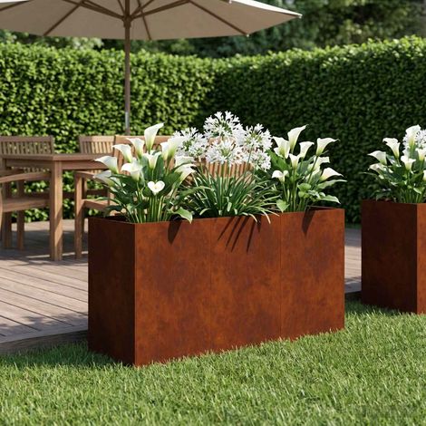 vidaXL Macetero de Jardín Oxidado 120 x 40 x 60 cm Acero oxidado (1/5)