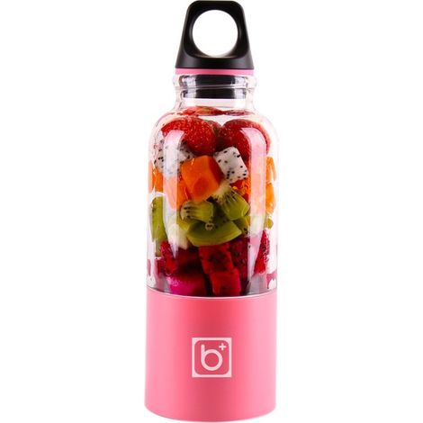 Mini Portable Mélangeur, 500 ML Ménage Électrique Presse-agrumes Tasse Légumes Fruit Jus Maker Outil Automatique USB Rechargeable Smoothie Mélangeur Personnel Bouteille Mélangeur(Rose)