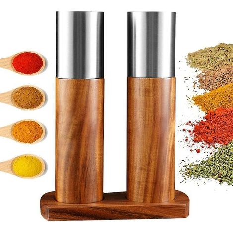 Set mit 2 Salz- und Pfeffermühlen aus Holz - Küchengewürzmühlen (1/4)