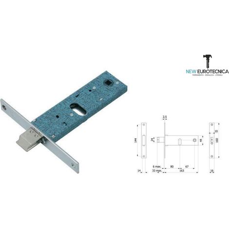 Serratura metallo infilare 890 omec b.q nich f.mm 16 f.ovale m1+scr h.mm 44 e.mm 80 (1/5)