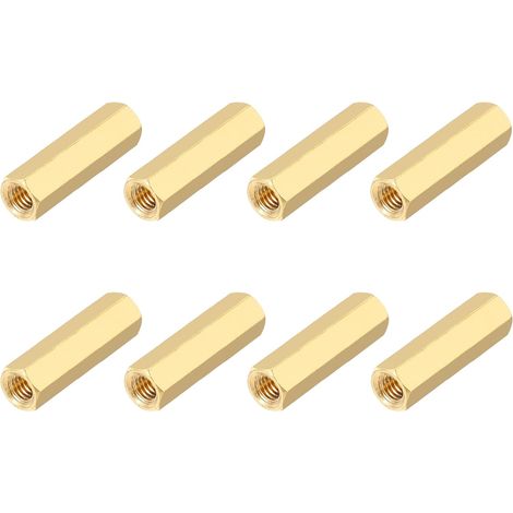 8PCS Écrou De Raccordement Hexagonal Longue, M5x25mm En Laiton Filetage Femelle Entretoises Hexagonales Écrous D'Espacement Vis Pour Carte Mère Circuit Imprimé (Ton Or) (1/5)